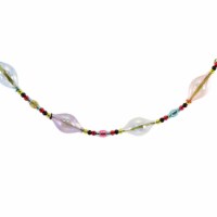 Christmas Pastel Glass Garland Glass Beads Ribbon D3662
