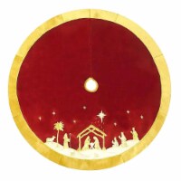 Christmas Gold Nativity Tree Skirt Mary Joseph Baby Jesus Ts0233