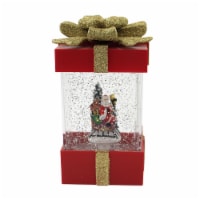 Christmas Santa/ Sled Package Waterglobe Plastic Snowglobe Lit Blower H3352