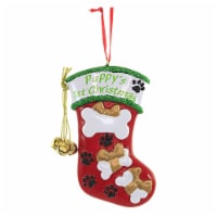 Kurt S. Adler 4.25 Puppy's 1St Christmas. Stocking Paw Print Bones