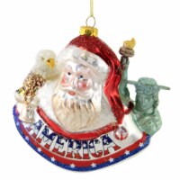 Holiday Ornament American International Santa Glass Eagle Red White Blue Td1707