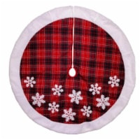 Christmas Plaid White Snowflake Treeskirt Fabric Holiday Skirt Ts0248
