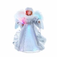 Tree Topper Finial Silver/ White Angel Tree Topper Fiber Optic Christmas Ad2004