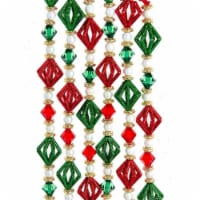Christmas Multi Colored Beaded Garland Acrylic Glittered Red White Green D4053