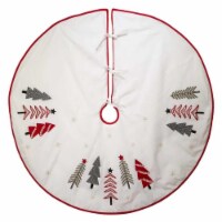 Christmas Red/Gray Trees Tree Skirt Polyester Embroidered Ts0254
