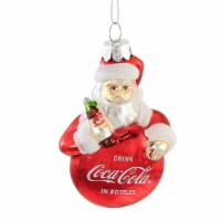 Holiday Ornament Coca-Cola Santa Ornament Glass Soda Claus Christmas Cc4202