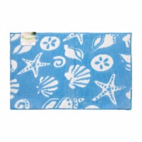 Coastal Area Rug, Size & Color Options, Non-Slip Backing, Beach Seashell Pattern Blue 24x40