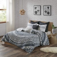 Urban Habitat Larisa 7 Piece Cotton Reversible Coverlet Set Black Full/Queen