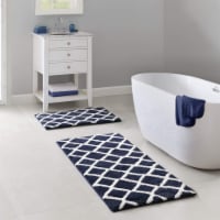 Madison Park Bittman Reversible High Pile Tufted Bath Rug Navy 21x34