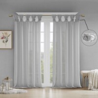 Madison Park Rosette Floral Twist Tab Top Window Panel Embellished with Flower Grey 50x95