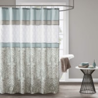 510 Design Shawnee Printed Embroidered Pieced Stripe Classic Damask Pattern Elegant Bathroom