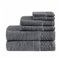 Madison Park Breeze Jacquard Wavy Border Zero Twist Cotton Towel Set Charcoal 28âœ x 52