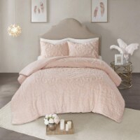 Laetitia 3-Piece Cotton Chenille Medallion Comforter Set Blush King