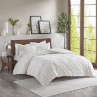 Madison Park Pacey Cotton Chenille Geometric Duvet Cover Set White Full/Queen