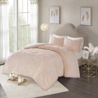 Laetitia 3-Piece Cotton Chenille Medallion Duvet Cover Set Blush King/Cal King