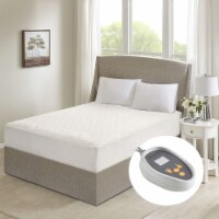100% Cotton Deep Pocket Heated Mattress Pad w/Auto Shutoff, Full Size, White