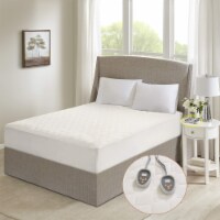 100% Cotton Deep Pocket Heated Mattress Pad w/Auto Shutoff, King Size, White