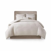 N Natori Hanae 3 Piece Cotton Blend Duvet Set Yarn Dyed Bedding Cover, Full/Queen Size, White