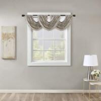 Cassius Marble Jacquard Valance Embellished Trim Silver 46 W x 38 L