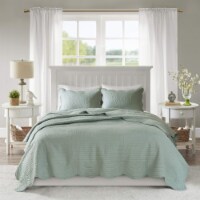 Madison Park Tuscany 3 Piece Reversible Scalloped Edge Coverlet Set Seafoam Full/Queen
