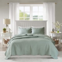 Madison Park Tuscany 3 Piece Reversible Scalloped Edge Coverlet Set Seafoam King/Cal King