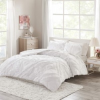 Intelligent Design Kacie Solid Coverlet Set with Tufted Diamond Ruffles White Full/Queen
