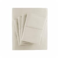 800 Thread Count Wrinkle Free Cotton 7 Piece Sheet Set, Split King Size, Ivory