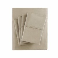 800 Thread Count Wrinkle Free Cotton 7 Piece Sheet Set, Split King Size, Khaki