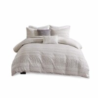 Urban Habitat Lizbeth 5 Piece Cotton Clip Jacquard Duvet Cover Set White/Grey King/Cal King