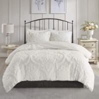 Madison Park Viola 3 Piece Tufted Cotton Chenille Damask Duvet Cover Set, King/Cal King,