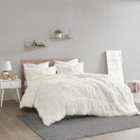 Intelligent Design Malea Shaggy Faux Fur Comforter Set Ivory Full/Queen