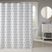 Madison Park Polyester Clip Shower Curtain with Grey Finish MP70-6598