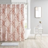 Intelligent Design Polyester Tufted Diamond Ruffle Shower Curtain ID70-1784