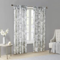 Madison Park Simone Floral Design Sheer Window Curtain Voile Privacy Drape for Bedroom,