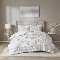 Madison Park Cotton Tufted Comforter Set with Ivory and Taupe Finish MP10-7141
