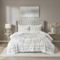Madison Park 100% Chenille Cotton Tufted Quilt Set - King/Cal King - Ivory/Taupe