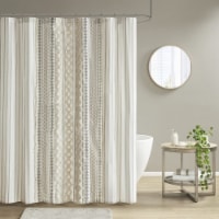 INK+IVY Imani Tufted Chenille 100% Cotton Shower Curtain, Ivory - 72x72