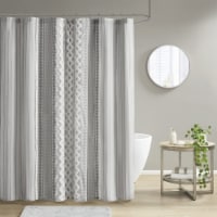 INK+IVY Imani Tufted Chenille 100% Cotton Shower Curtain, Gray - 72x72