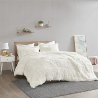 Intelligent Design Polyester Solid Shaggy Fur Duvet Cover Set ID12-1925