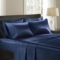 Madison Park Essentials Polyester Satin 6 Piece Sheet Set with Navy MPE20-914