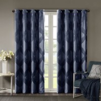 SUNSMART Polyester Ogee Knitted Jacquard Total Blackout Panel in Navy SS40-0147