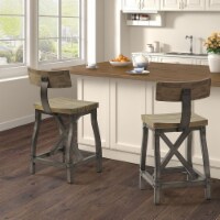INK+IVY Lancaster Oak and Silver Counter Stool with Back II104-0429