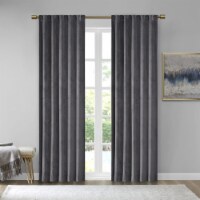 510 DESIGN Modern Polyester Solid Velvet Window Pair with Charcoal 5DS40-0229