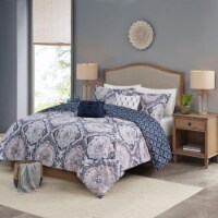 Madison Park Essentials Polyester 5 Pieces Comforter Set with Navy MPE10-867-AR