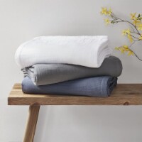 Clean Spaces Casual Cotton Solid Gauze Blanket with Blue Finish LCN51N-0027