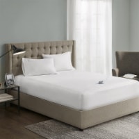 Serta Polyester and Cotton Waterproof Heated Mattress Pad with White ST55-0116