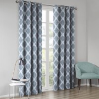 SUNSMART Modern Polyester Blackout Printed Window Panel with Navy SS40-0182
