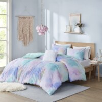 Intelligent Design Polyester Printed Comforter Set with Aqua Finish ID10-1988
