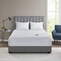 Serta Casual Polyester Plush Top Heated Mattress Pad in White Finish ST55-0184