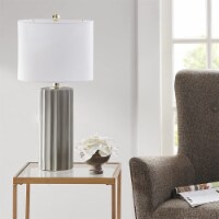 MARTHA STEWART Modern Regina Resin Table Lamp with Grey Finish MT153-0051